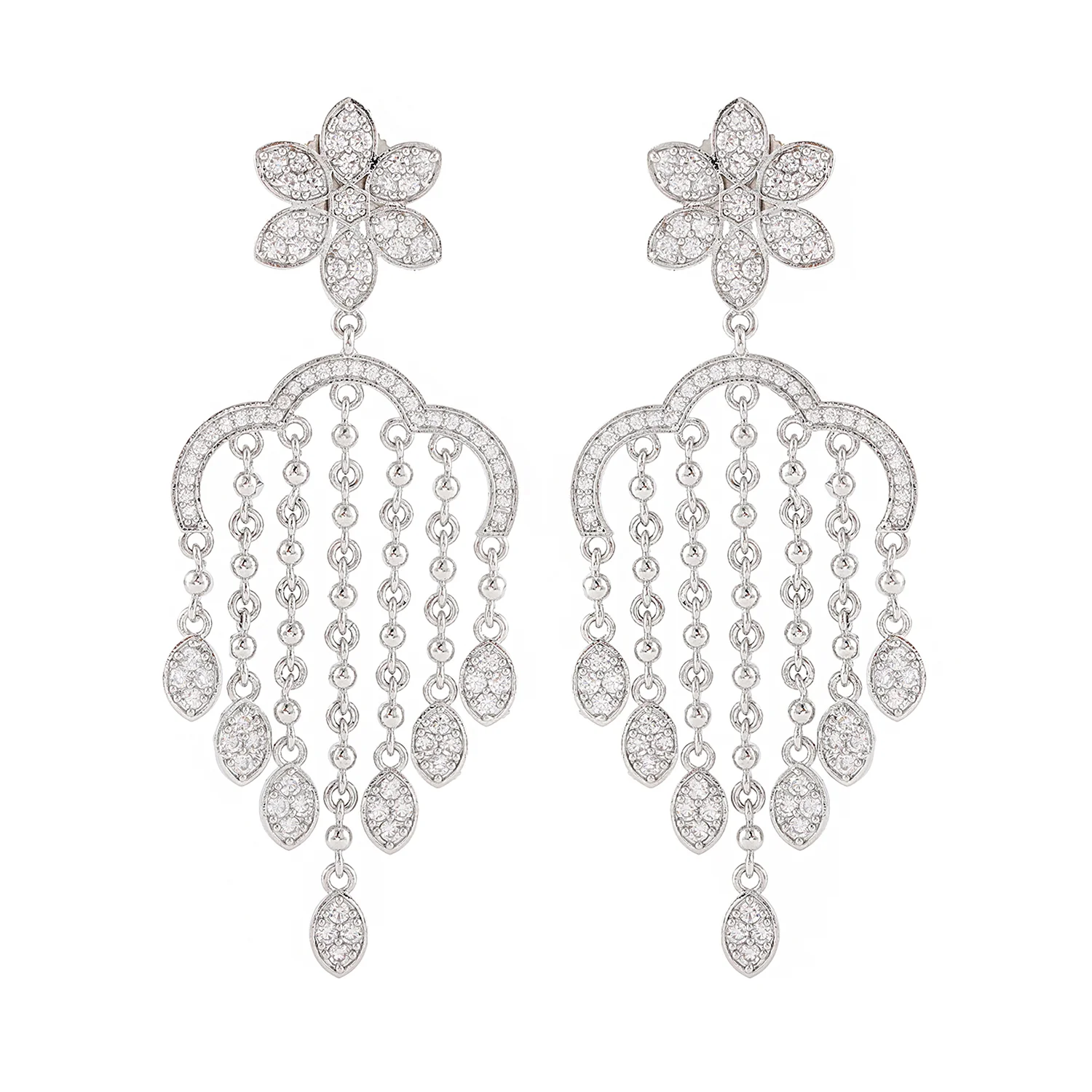 Halo Essence Floral Dangler Earrings - Image 4