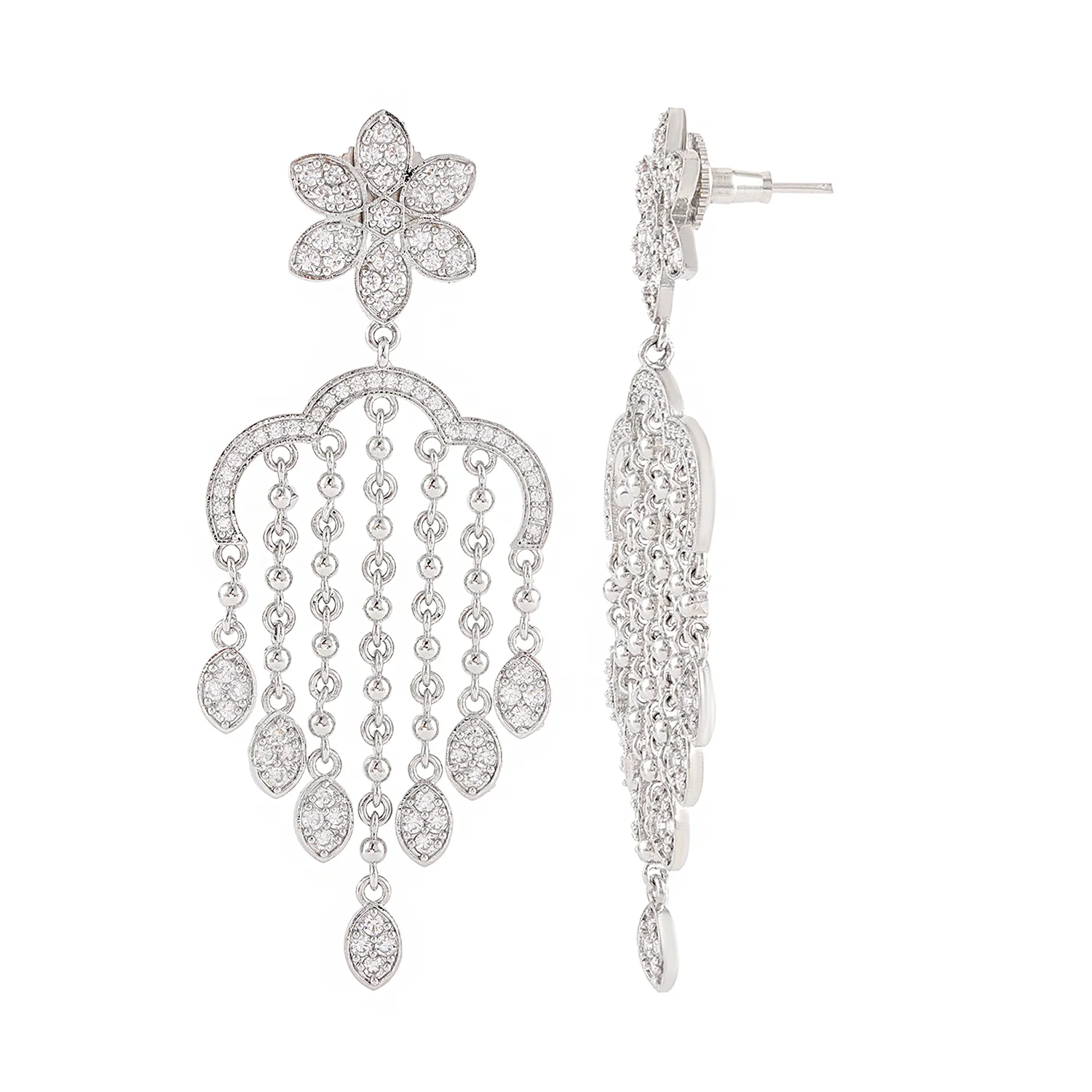 Halo Essence Floral Dangler Earrings - Image 5