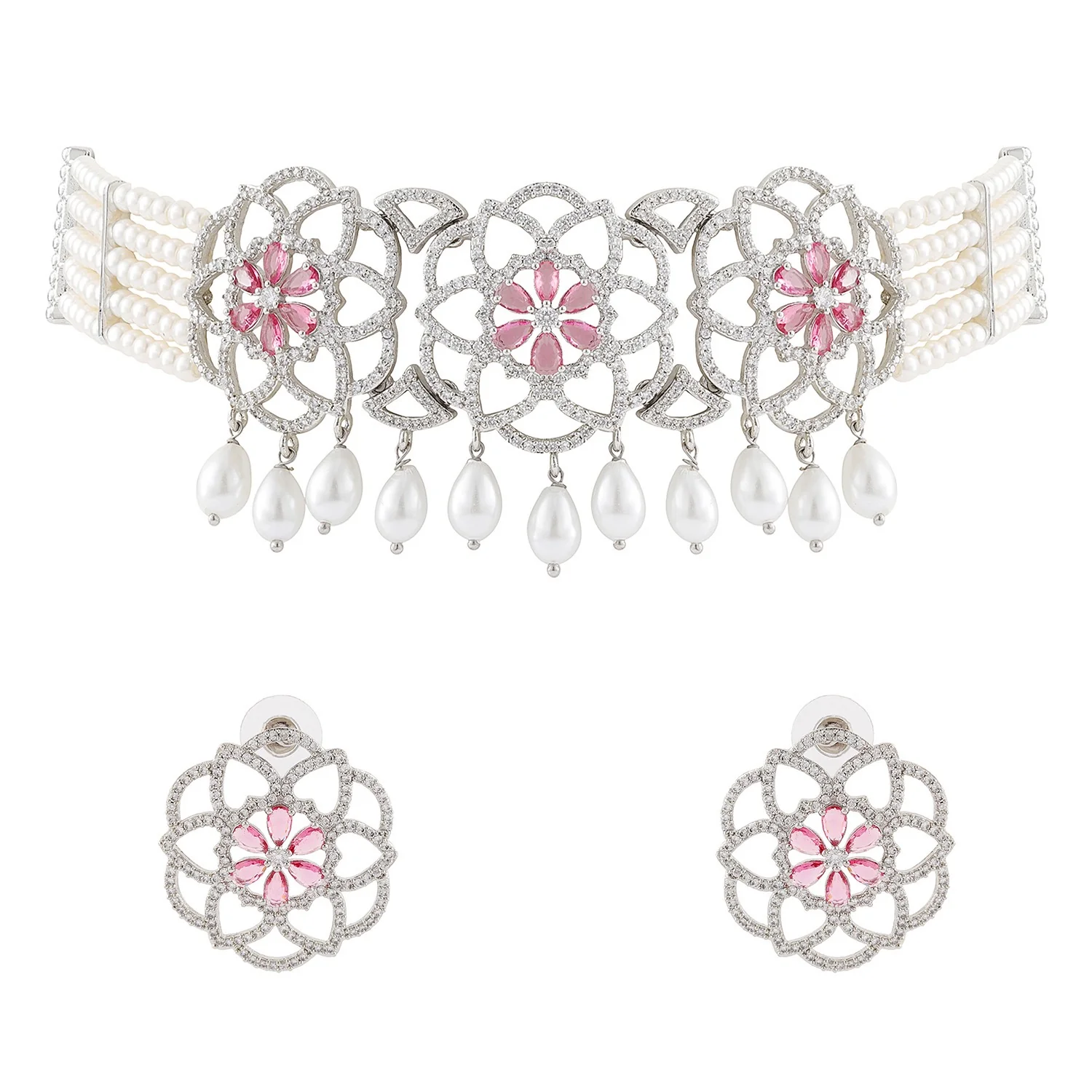 Halo Essence Mandala Floral Choker Necklace Set - Image 3