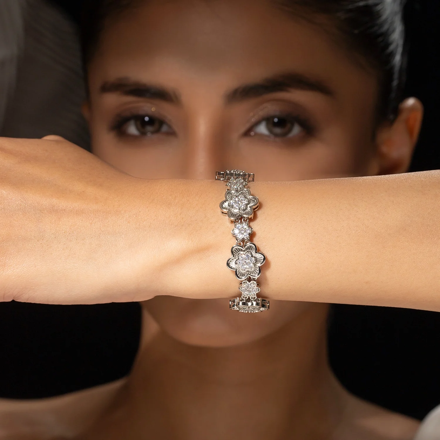 Halo Essence Studded Floral Bracelet - Image 2