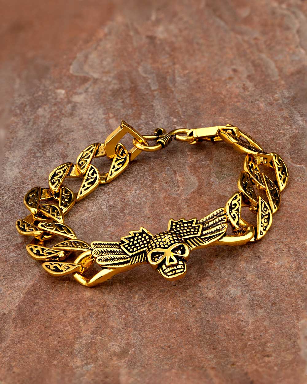 Hand Made Skull Motif Brass Bracelet