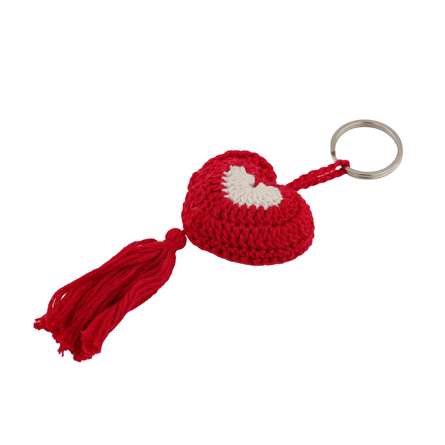 Handcrafted Crocheted Heart Keychain - Image 2