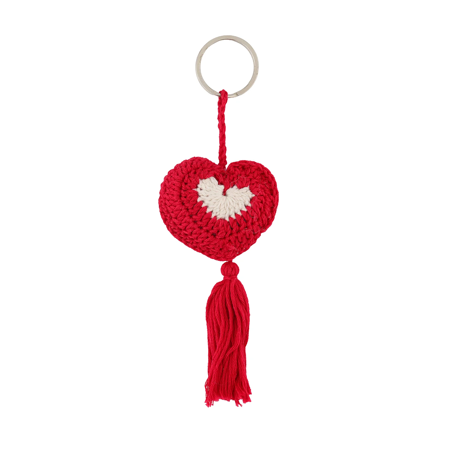 Handcrafted Crocheted Heart Keychain - Image 4