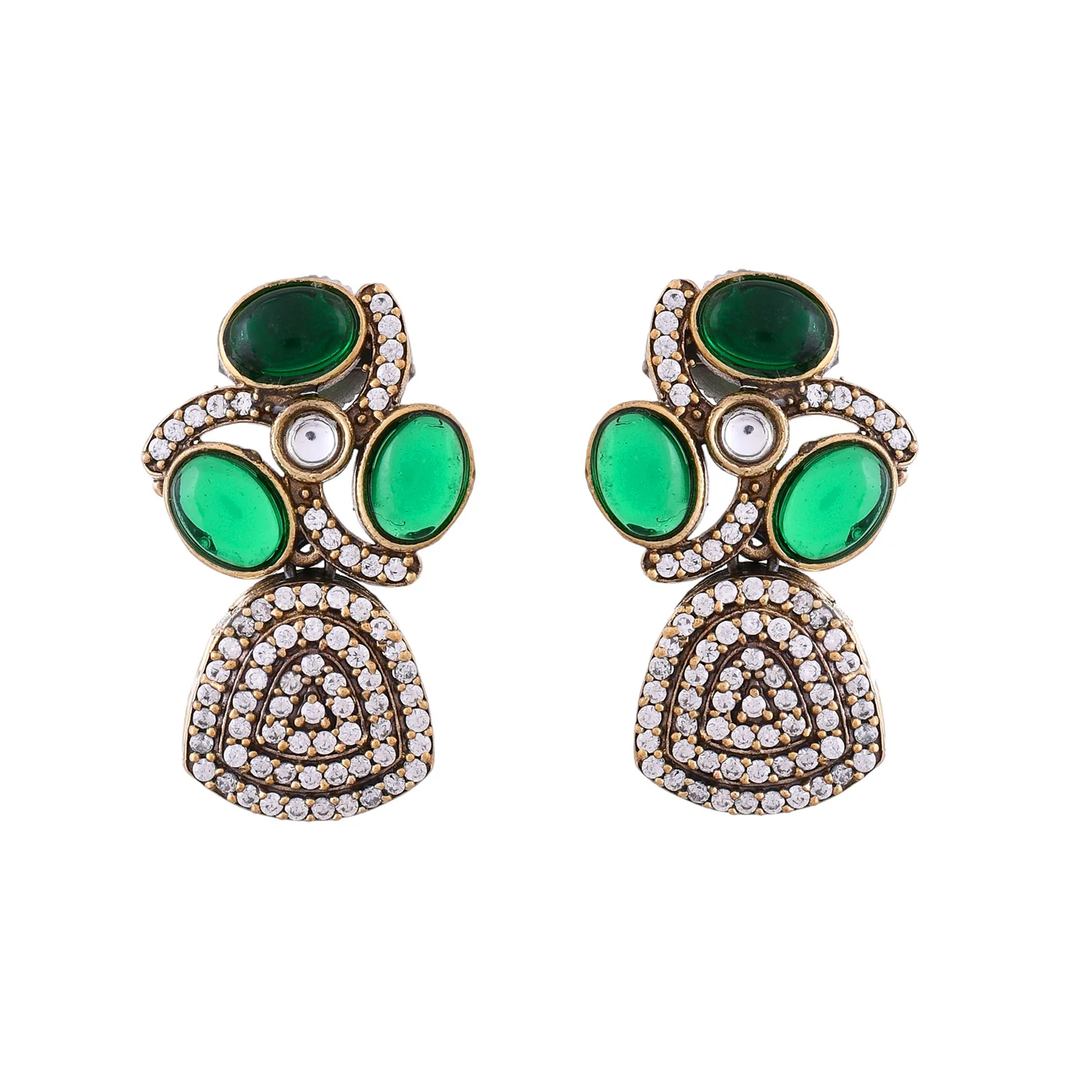 Hasli Timeless Elegance Green Gold Kundan Necklace Set - Image 5