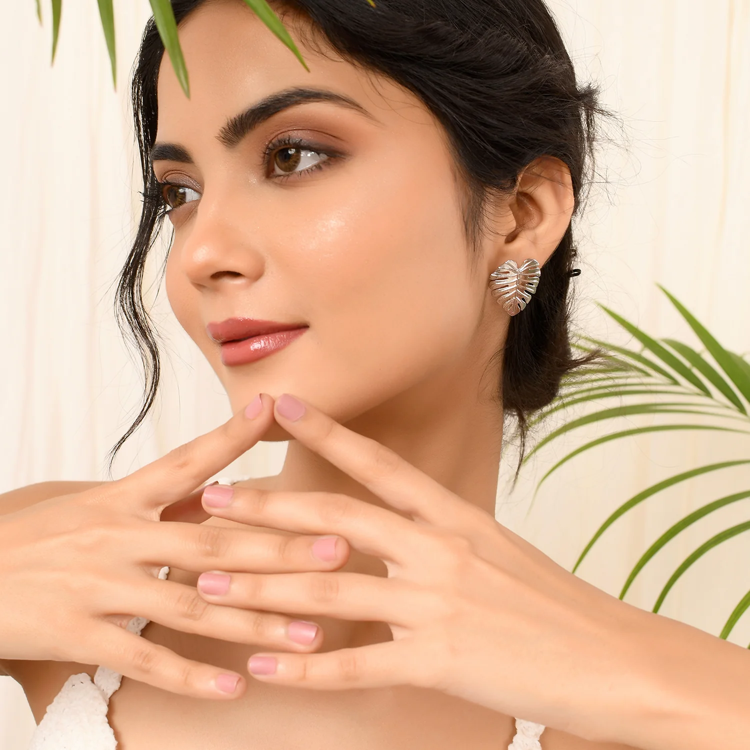 Hawaii Monstera Statement  Silver Studs - Image 2