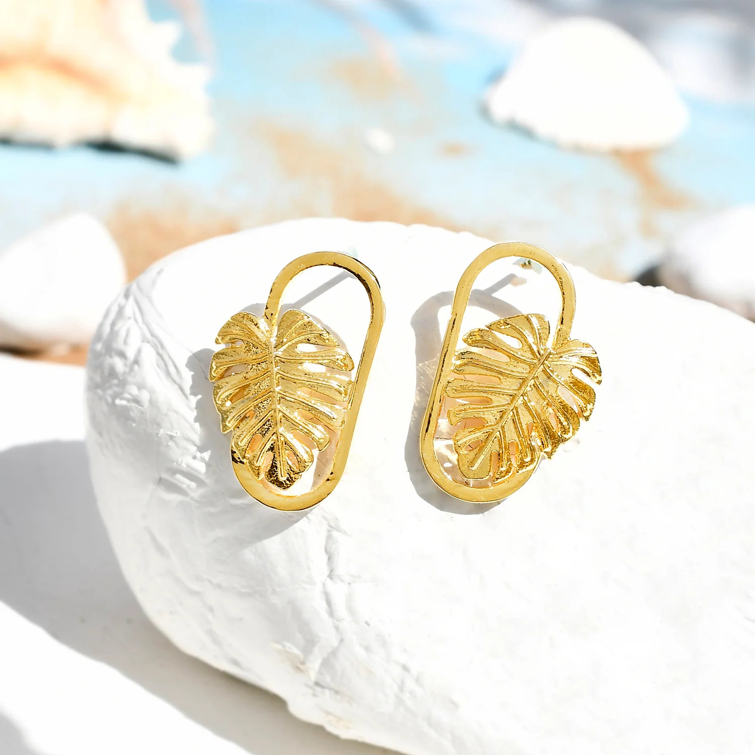 Hawaii Mounted Mini Monstera Studs