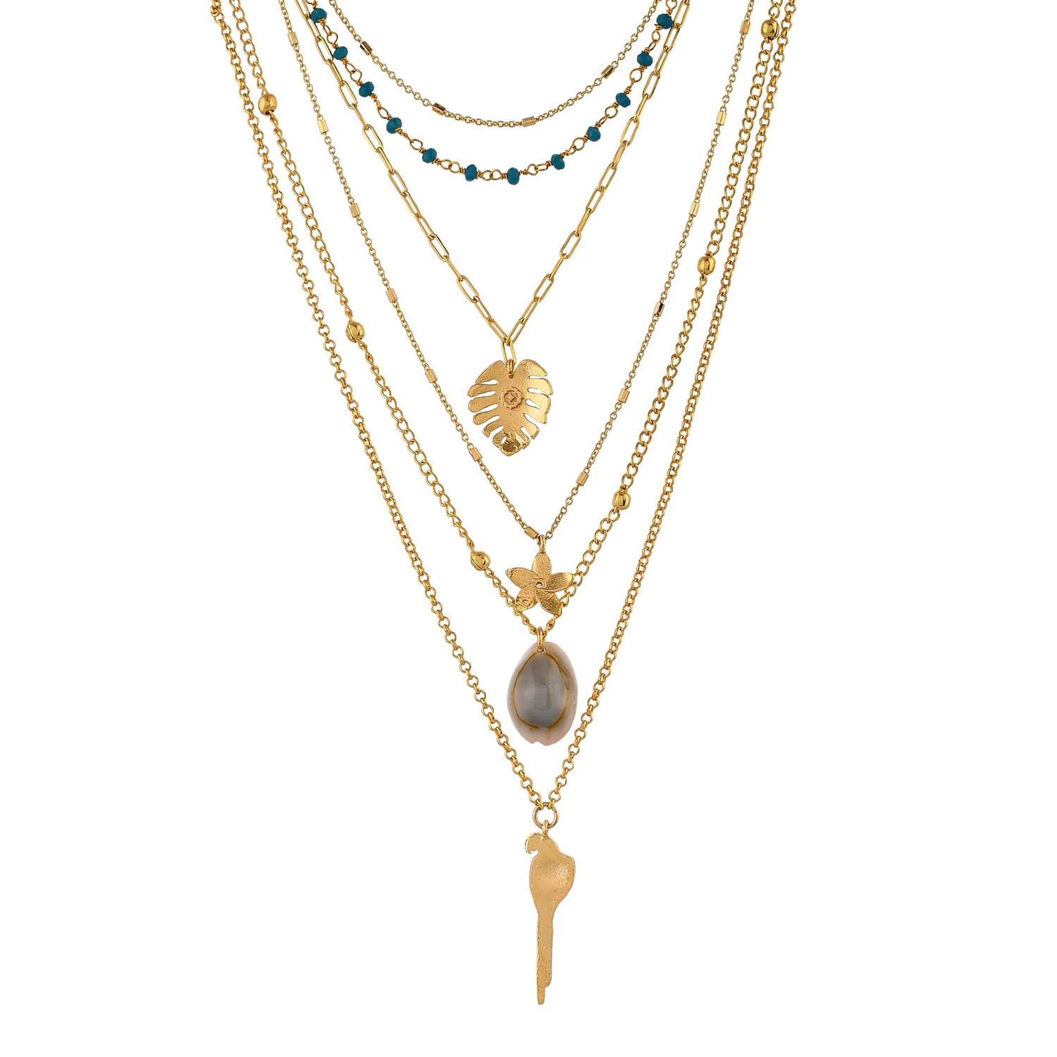Hawaii Multi-Layered Coral Tropical Necklace - Image 5