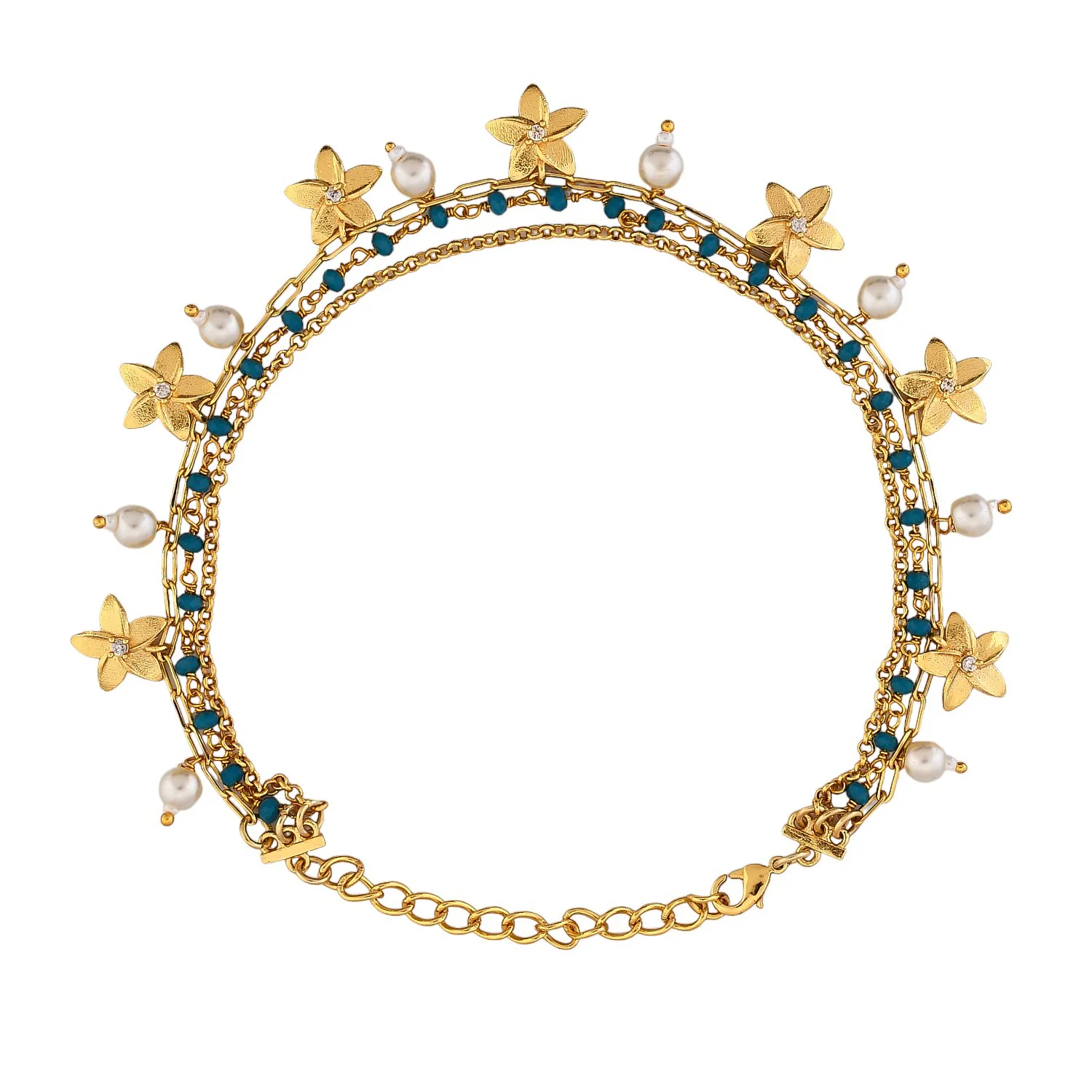 Hawaii Multi-Layered Plumeria Charm Anklet - Image 5