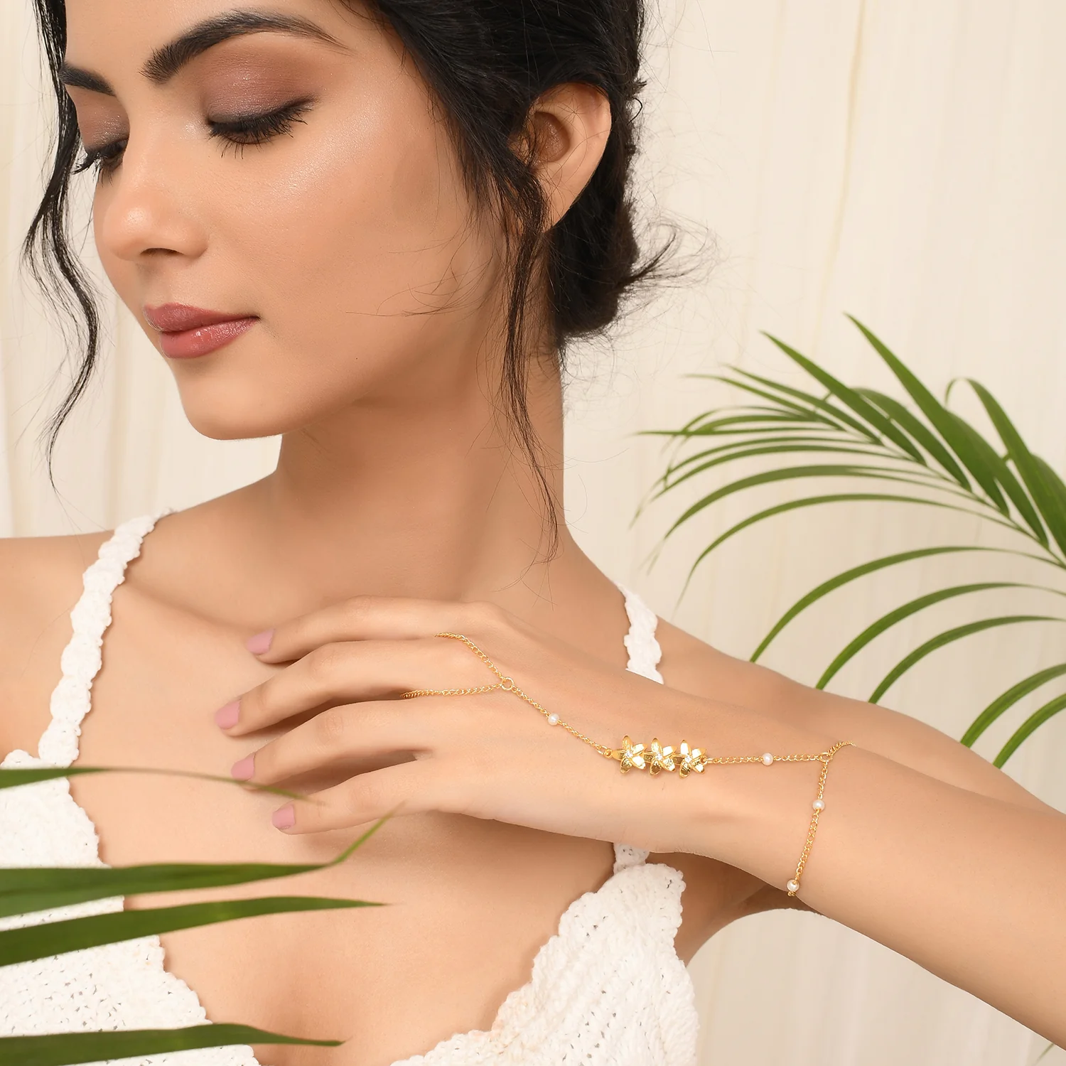 Hawaii Plumeria Hand Harness Bracelet - Image 3
