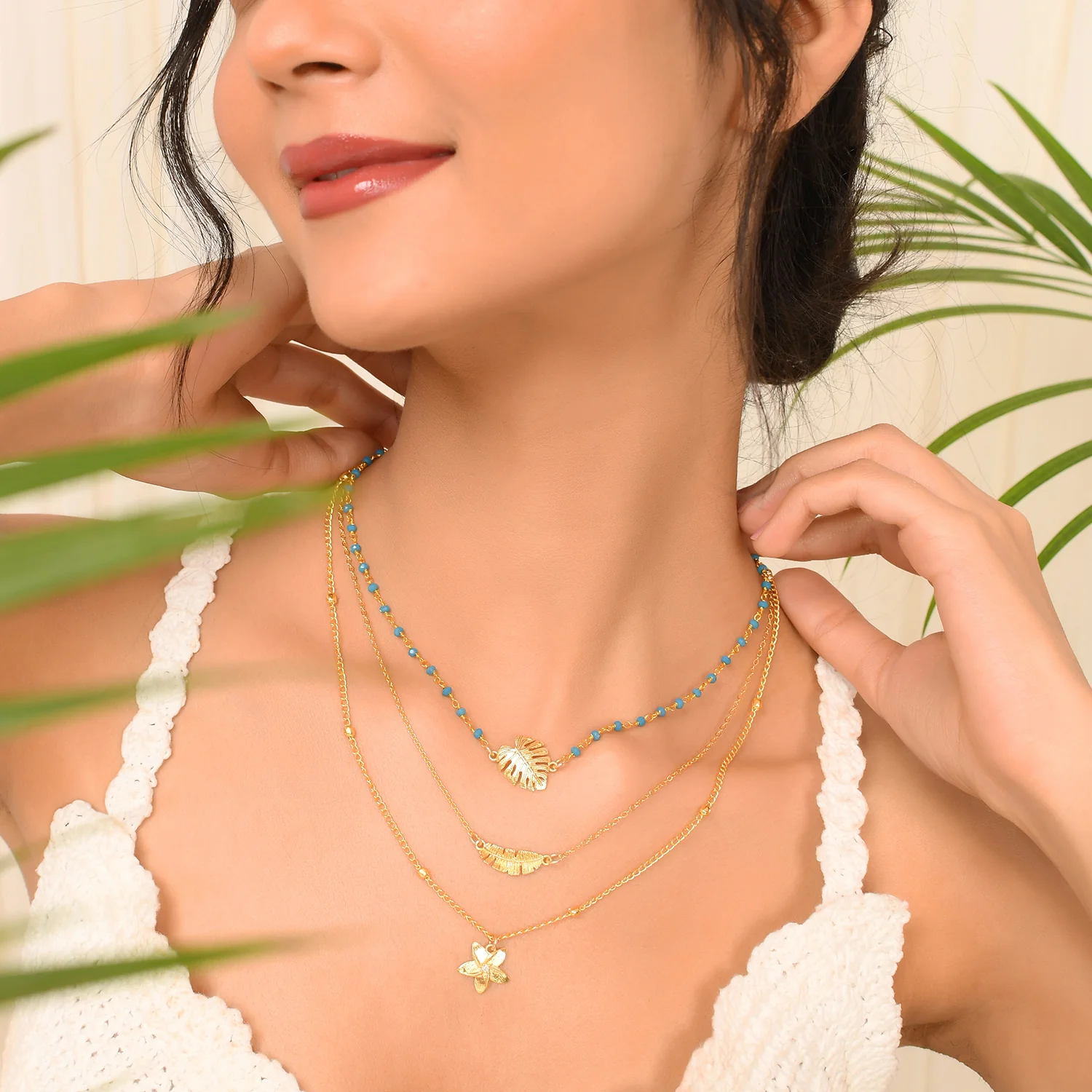 Hawaii Tropical Flora Multi-Layered Necklace - Image 2