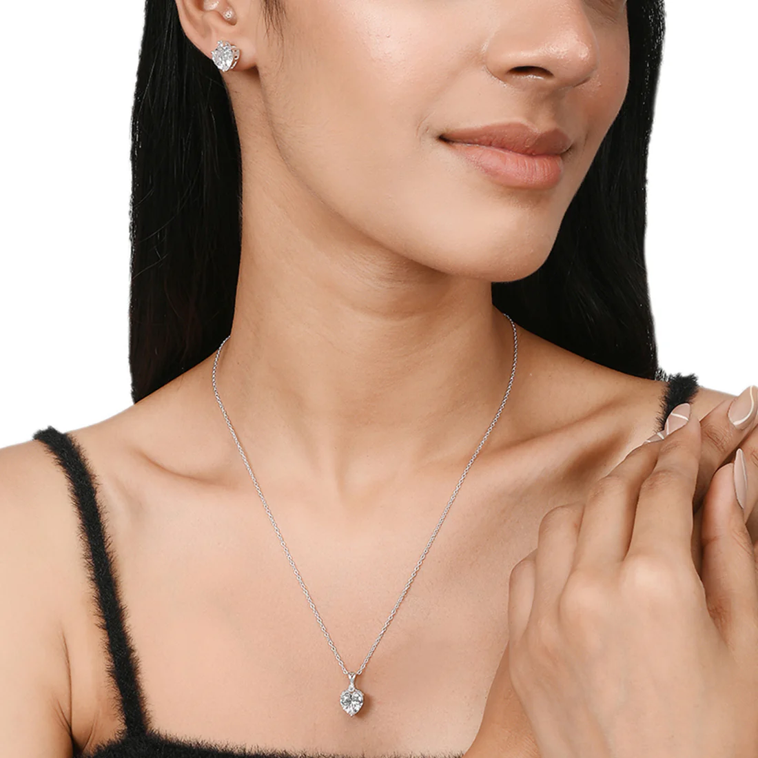 Heart-Shape Beautiful 925 Sterling Silver Pendant Set - Image 2