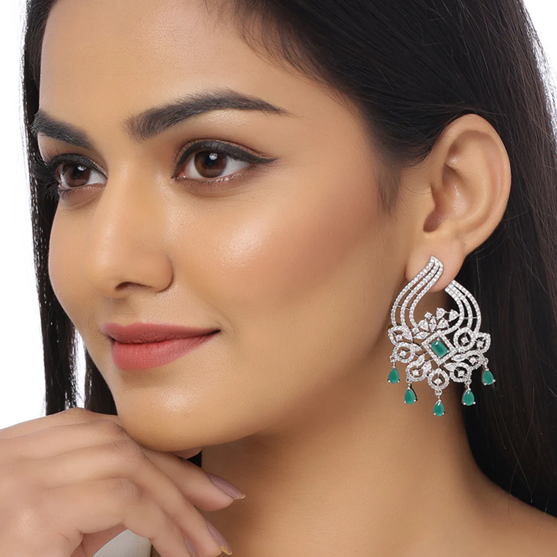 Heavily Embellished Brass Earrings - Image 2