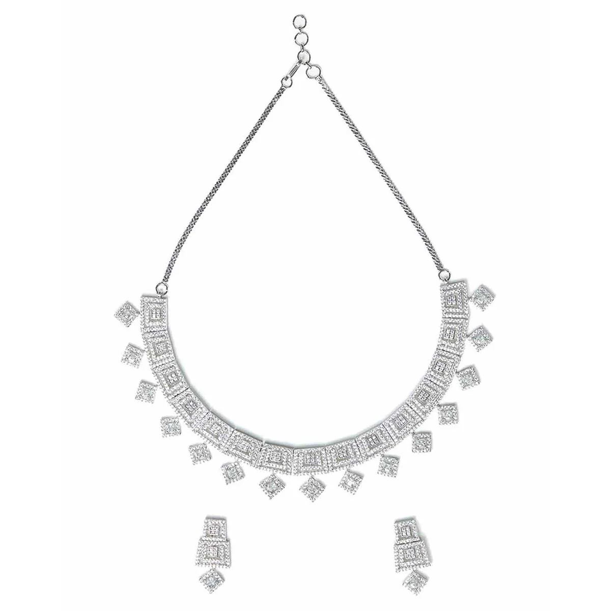 Heavily Embellished Brass Necklace Set from Sparkling Elegance - Image 3
