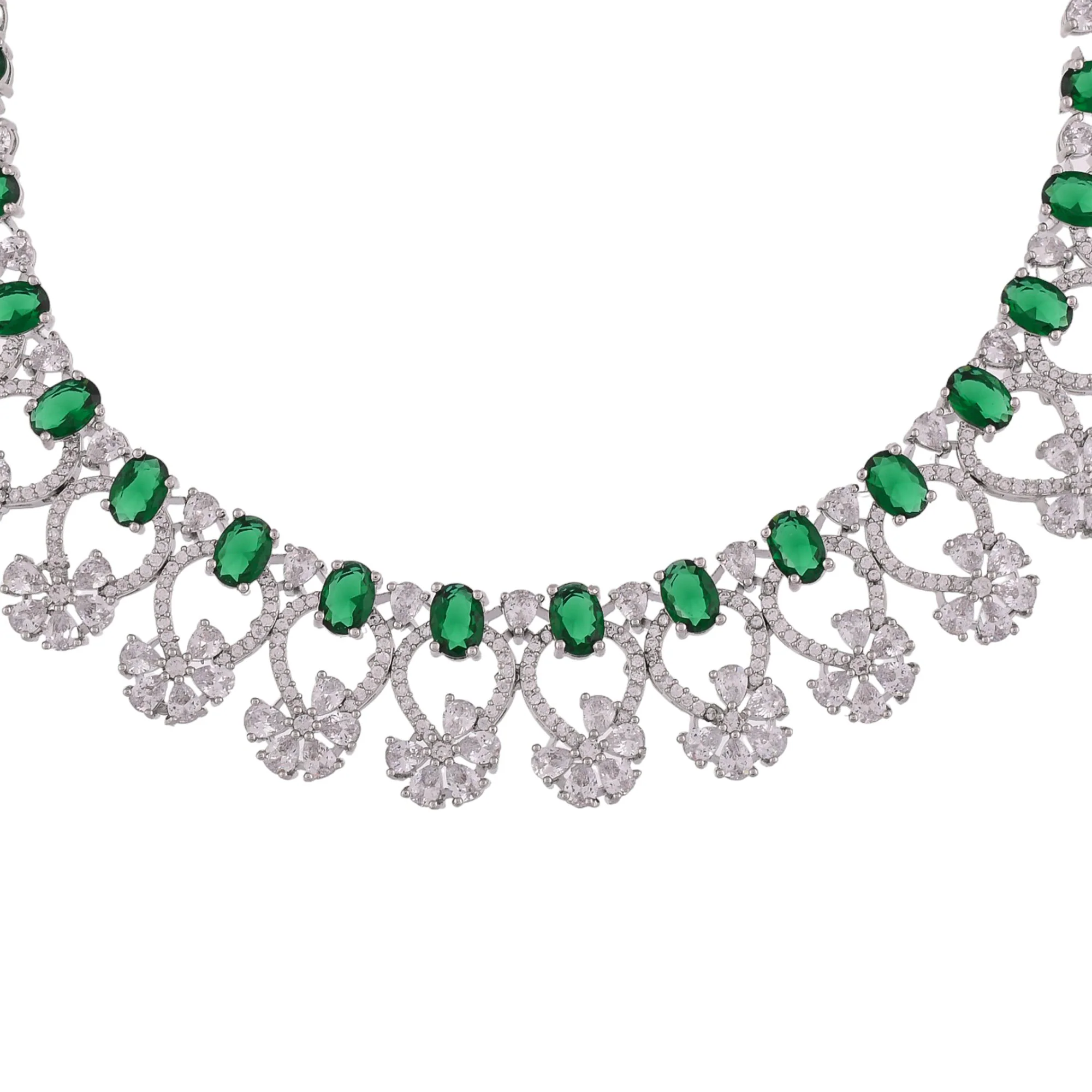 Heavily Embellished Brass Silver Plated Jewellery Set - Image 6