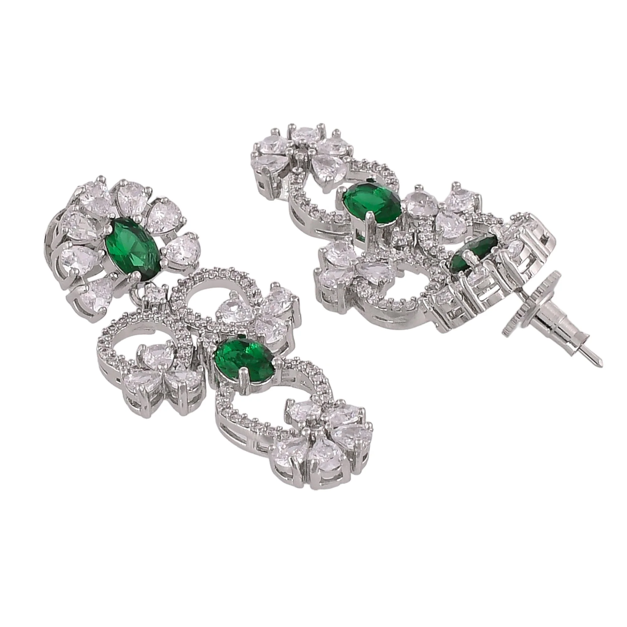 Heavily Embellished Brass Silver Plated Jewellery Set - Image 8