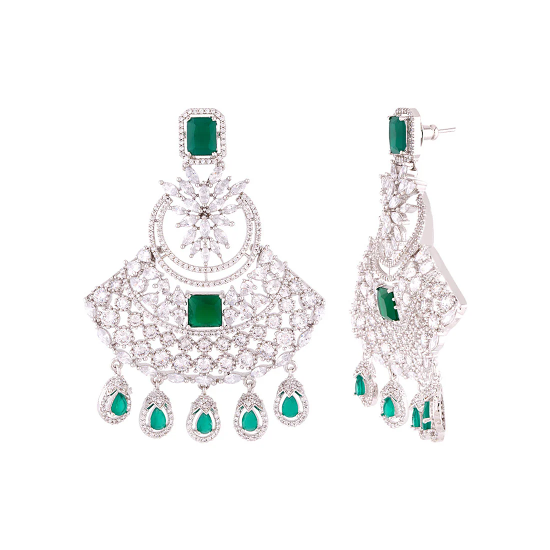 Heavily Embellished Drop Earrings - Image 4