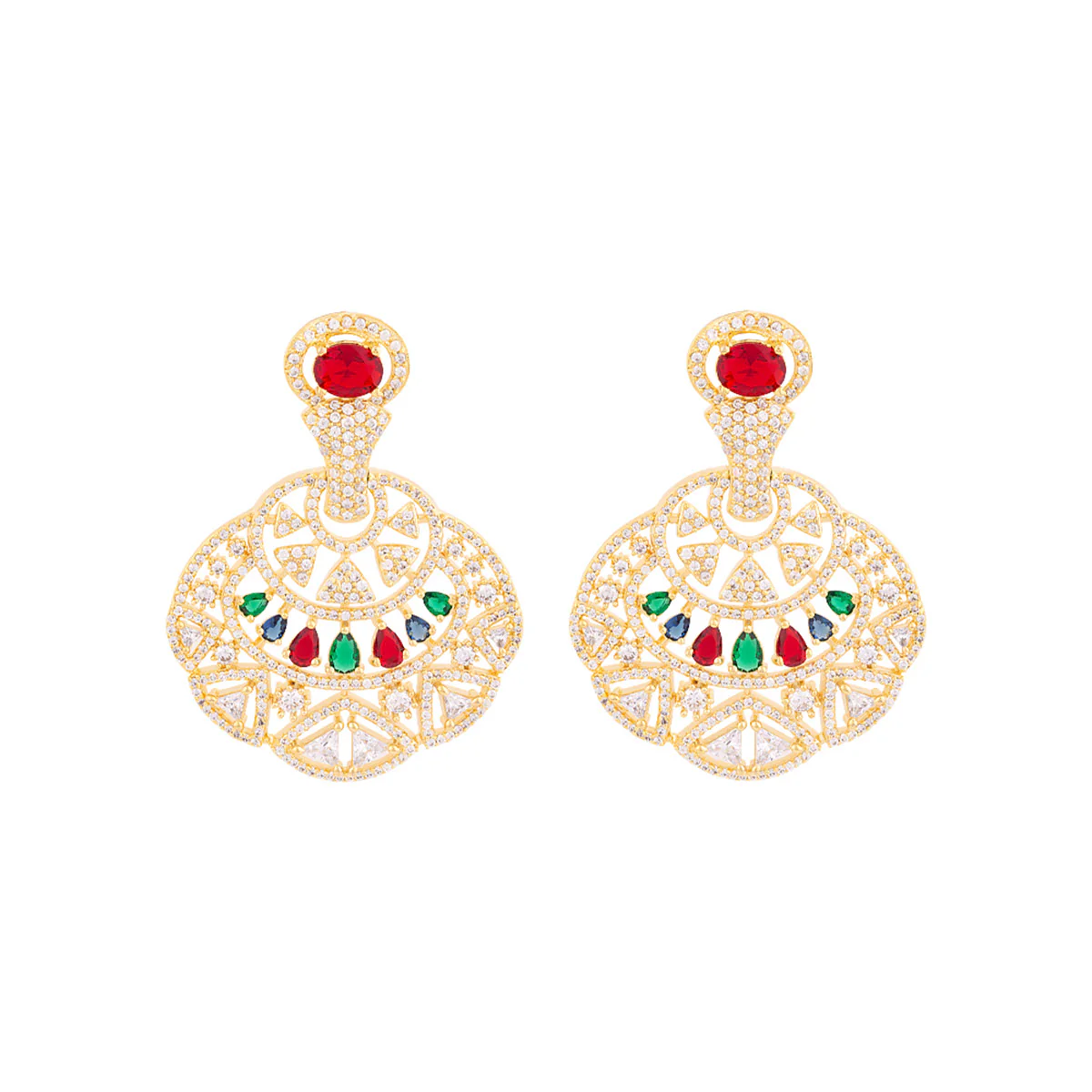 Heavily Embellished Ethnic Drop Earrings - Image 3