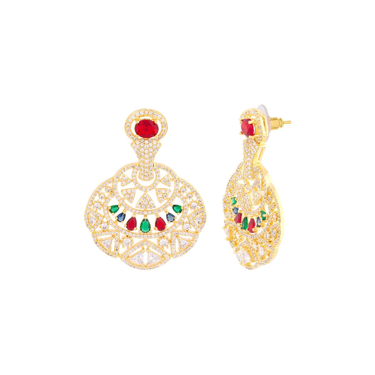 Heavily Embellished Ethnic Drop Earrings - Image 4