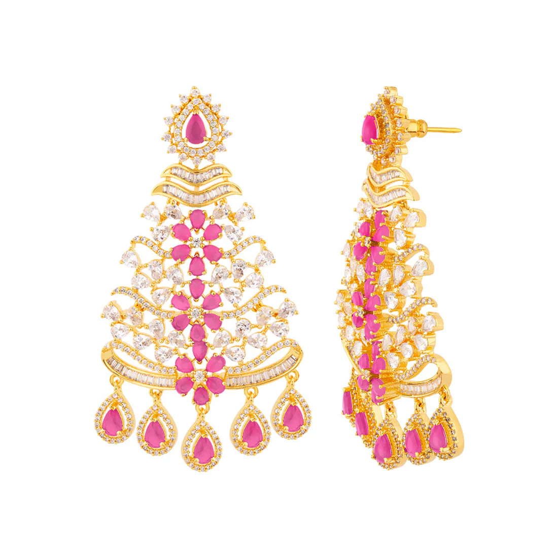 Heavily Embellished Floral Motifs Earrings - Image 4