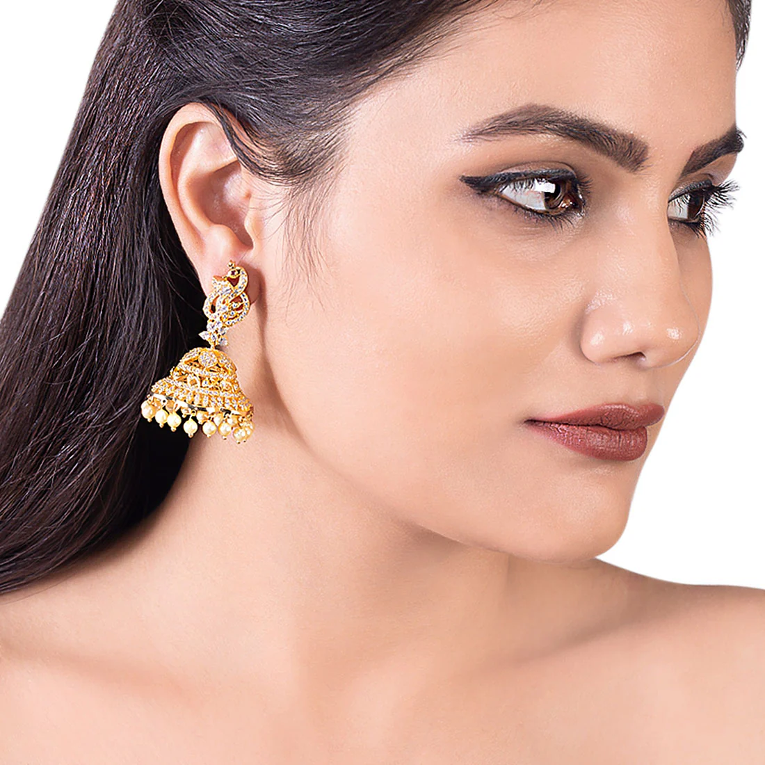 Heavily Embellished Jhumka Earrings - Image 2