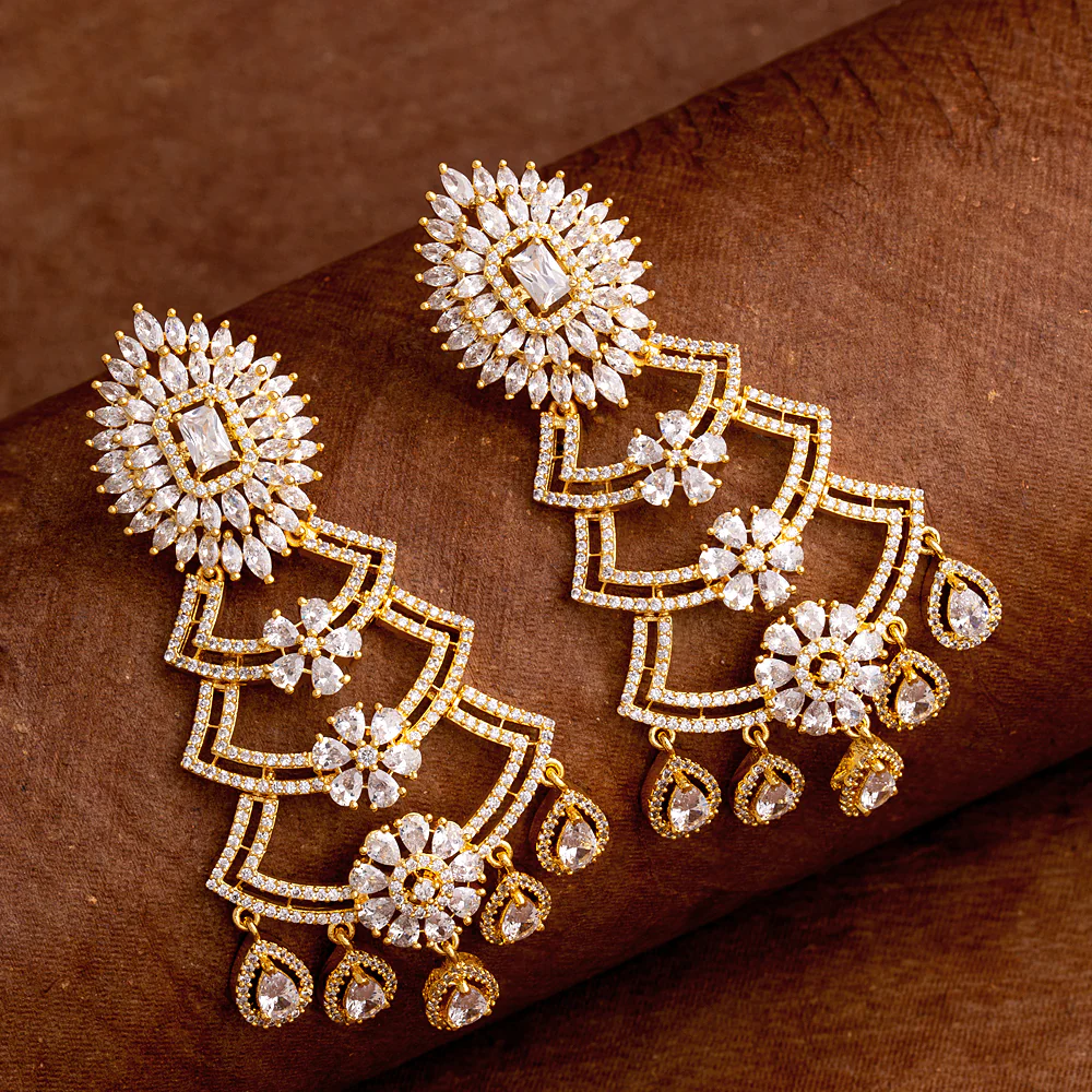 Heavily Embellished Layered Drop Earrings