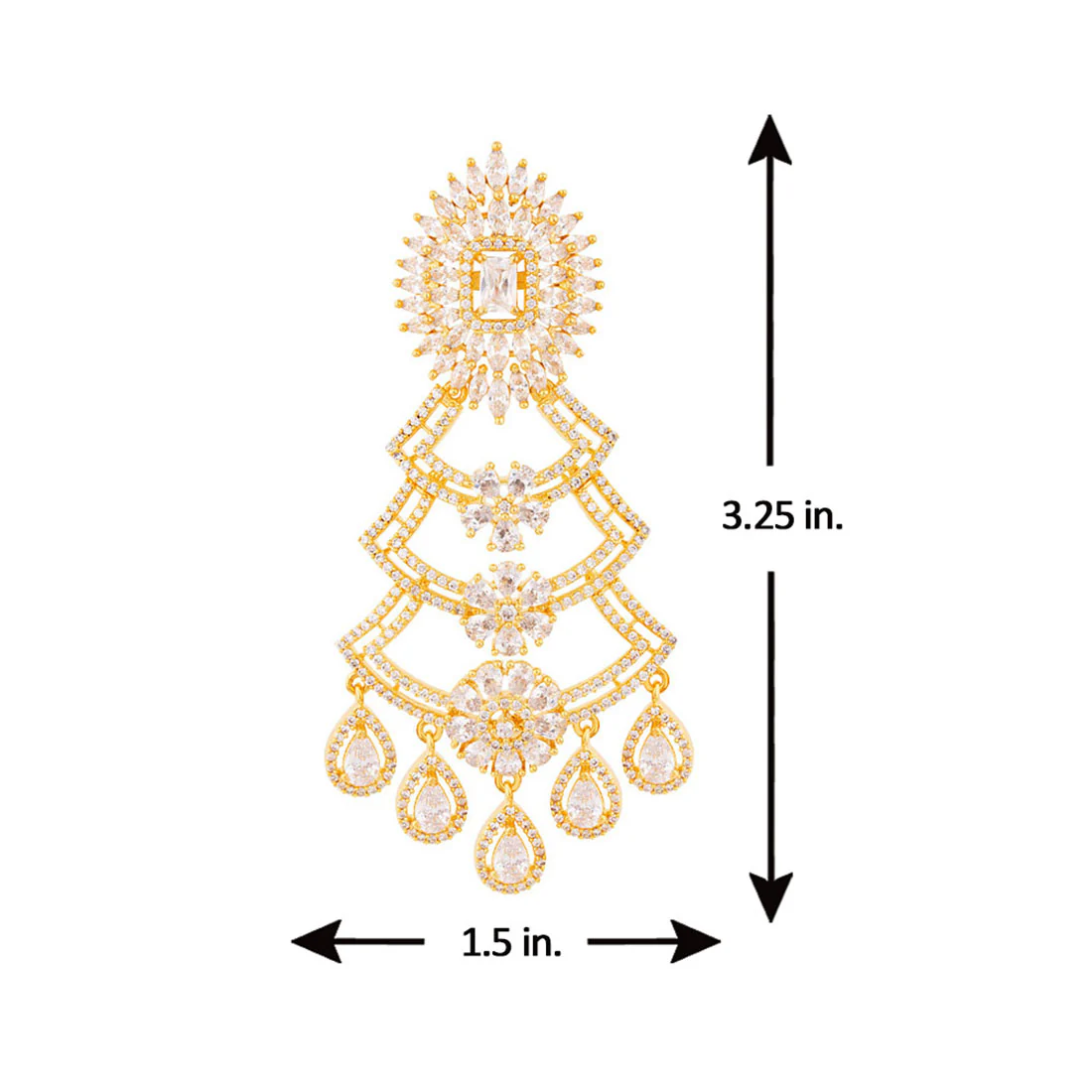 Heavily Embellished Layered Drop Earrings - Image 5