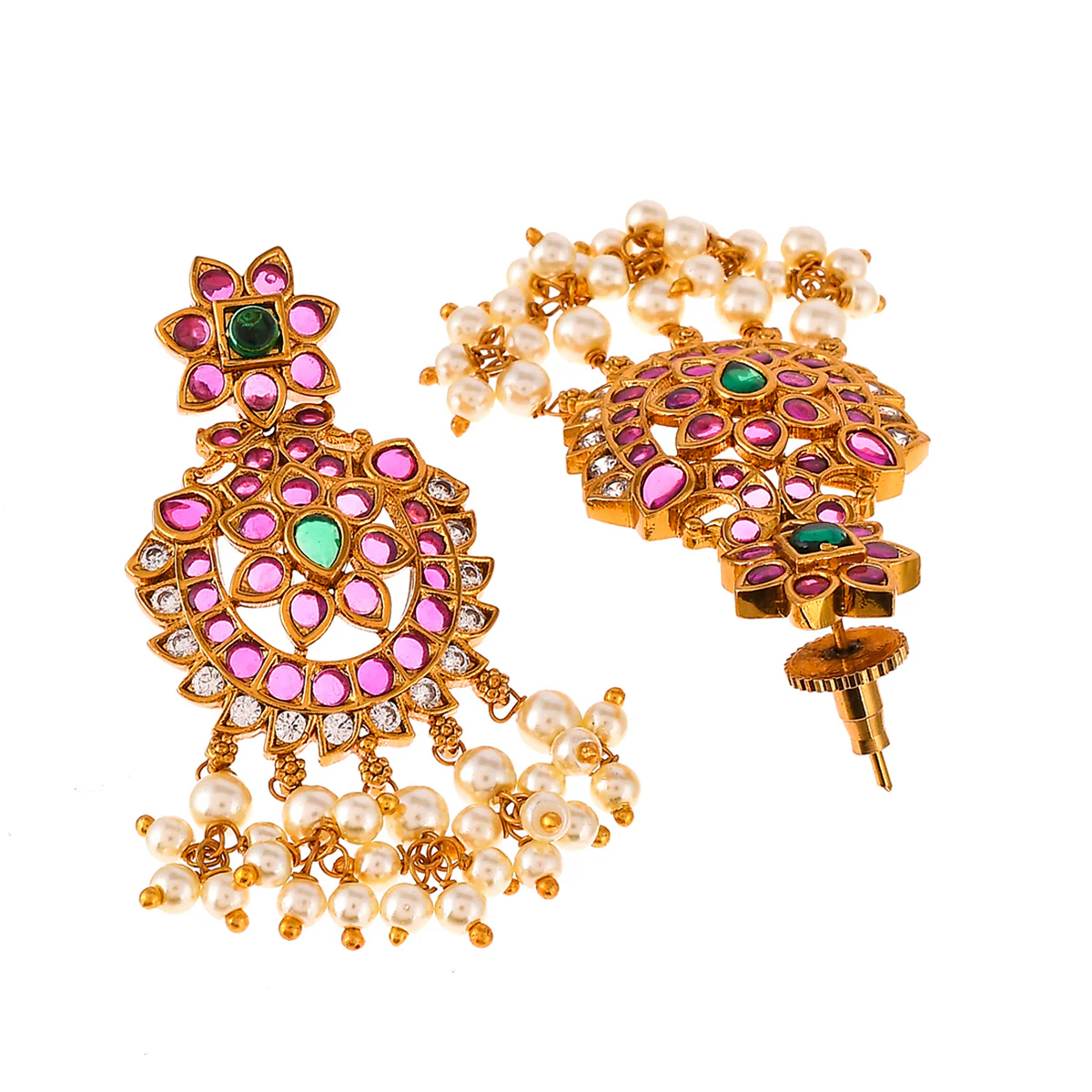 Heavily Embellished Pearl Beads Ethnic Jewellery Set - Image 5
