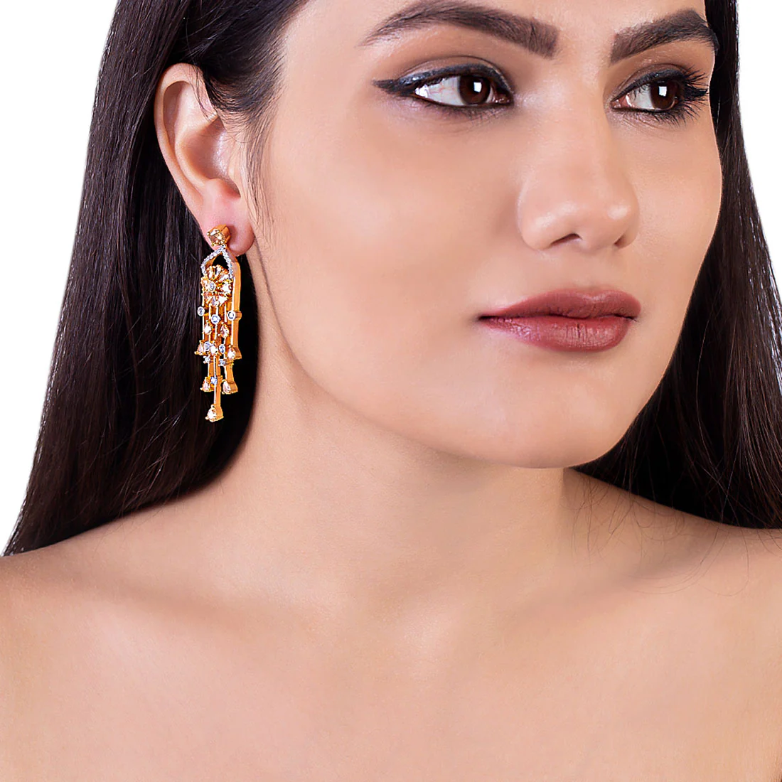 Heavily Embellished Tassels Drop Earrings - Image 2