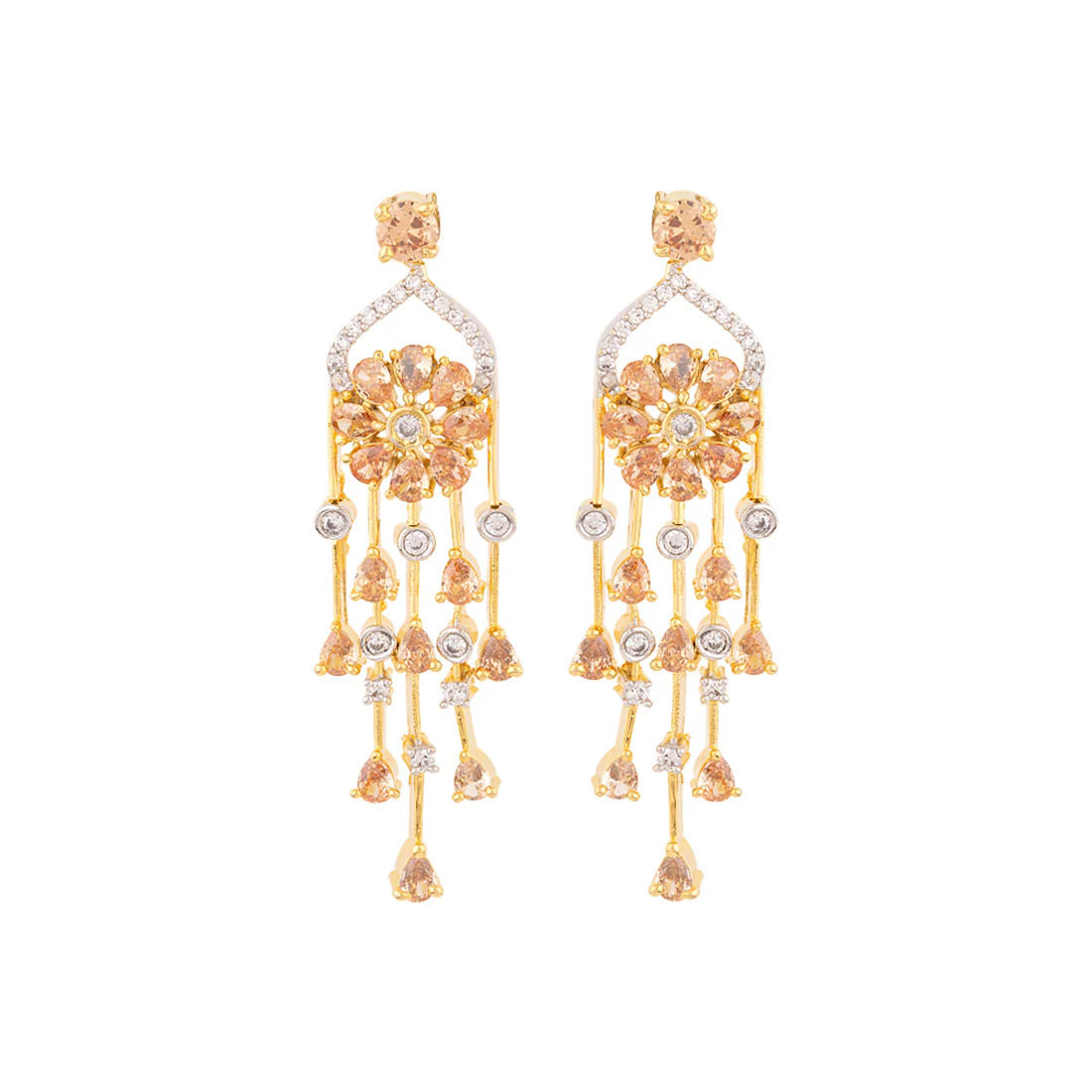 Heavily Embellished Tassels Drop Earrings - Image 3