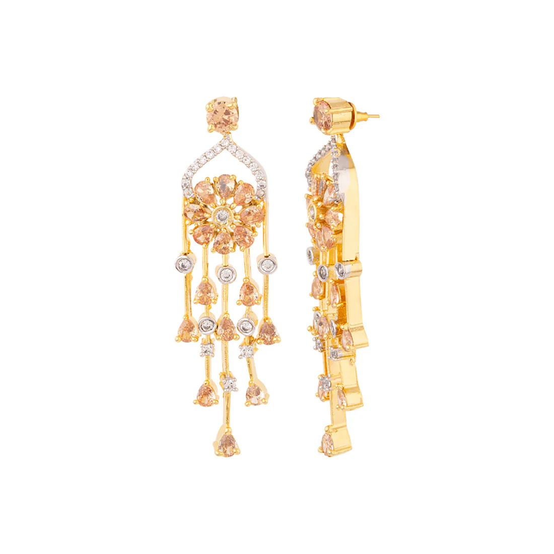 Heavily Embellished Tassels Drop Earrings - Image 4