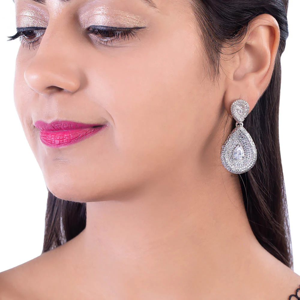 Heavily Embellished Teardrop Earrings - Image 2