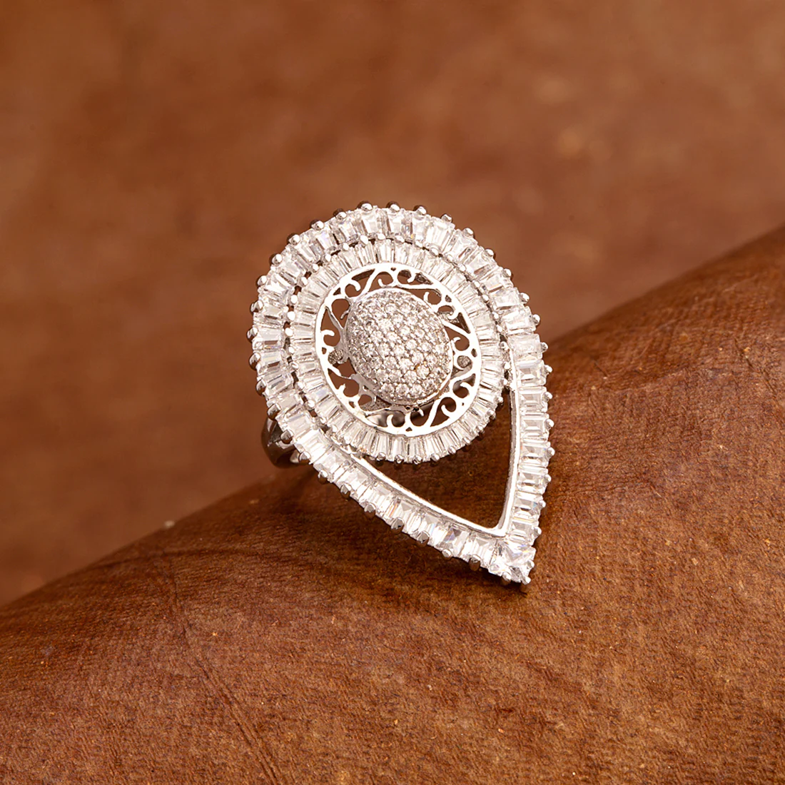 Heavily Embellished Teardrop Ring