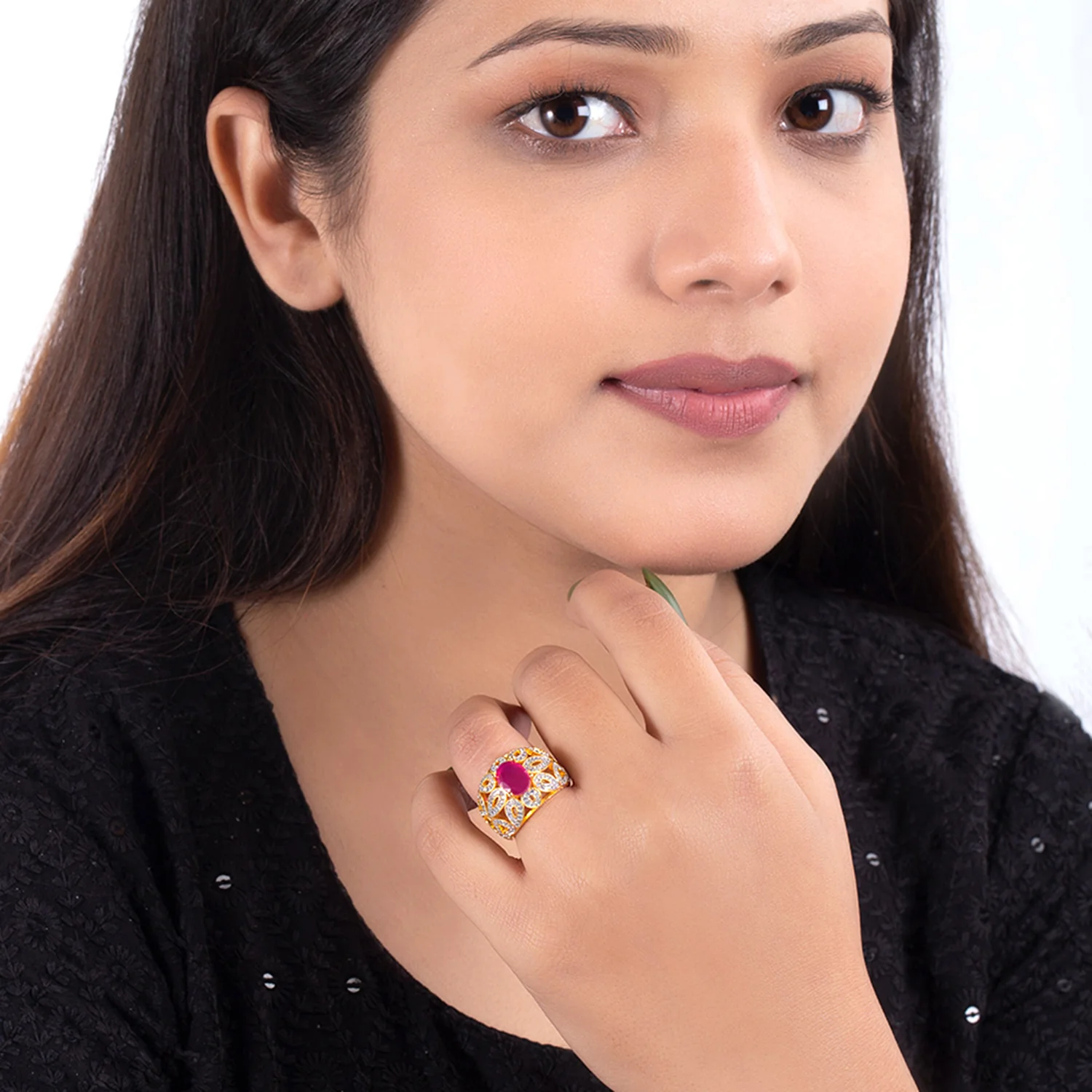 Heavily Embellished Women's Cocktail Ring - Image 2