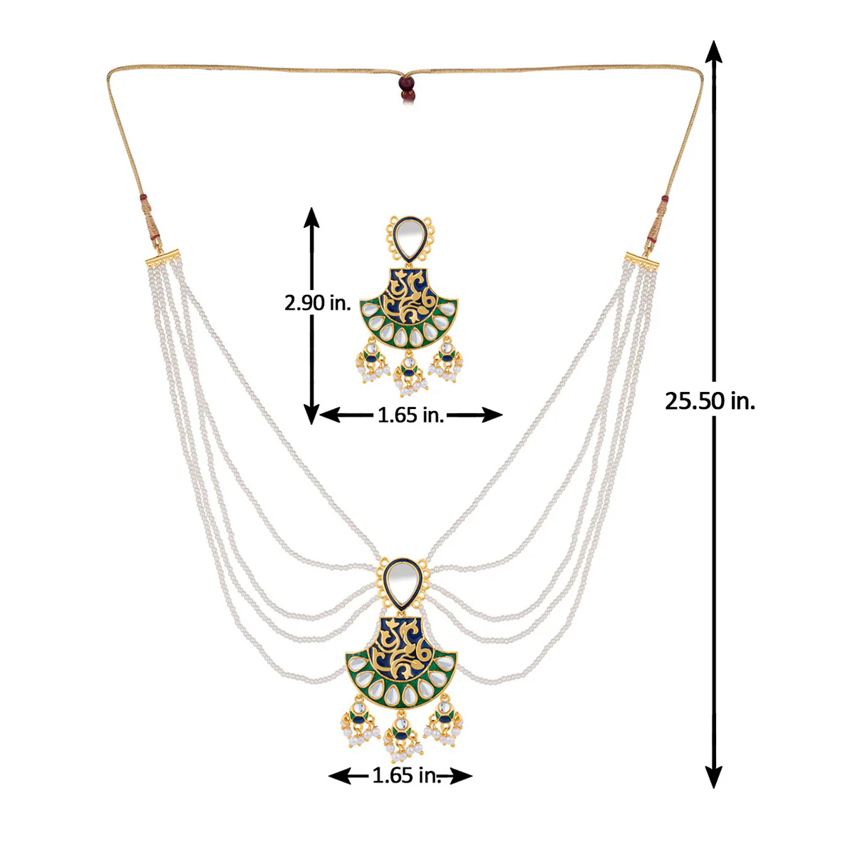 Heavy Pearl Hanging Statement Necklace Set - Image 6