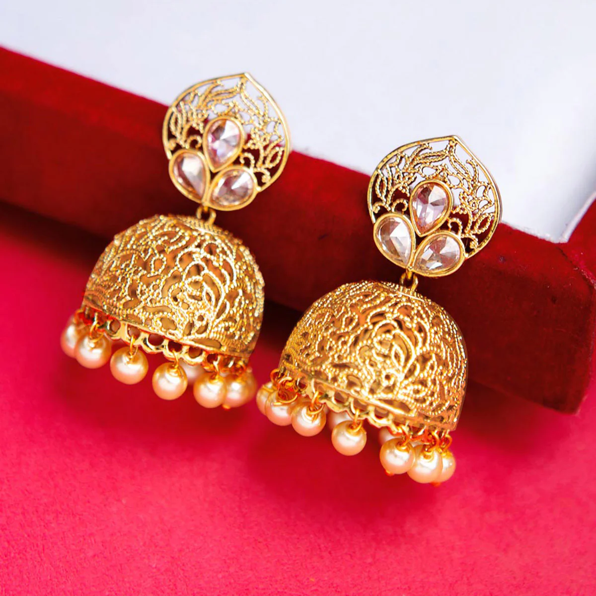 Indian Ethnic Pearl Dome Jhumkis