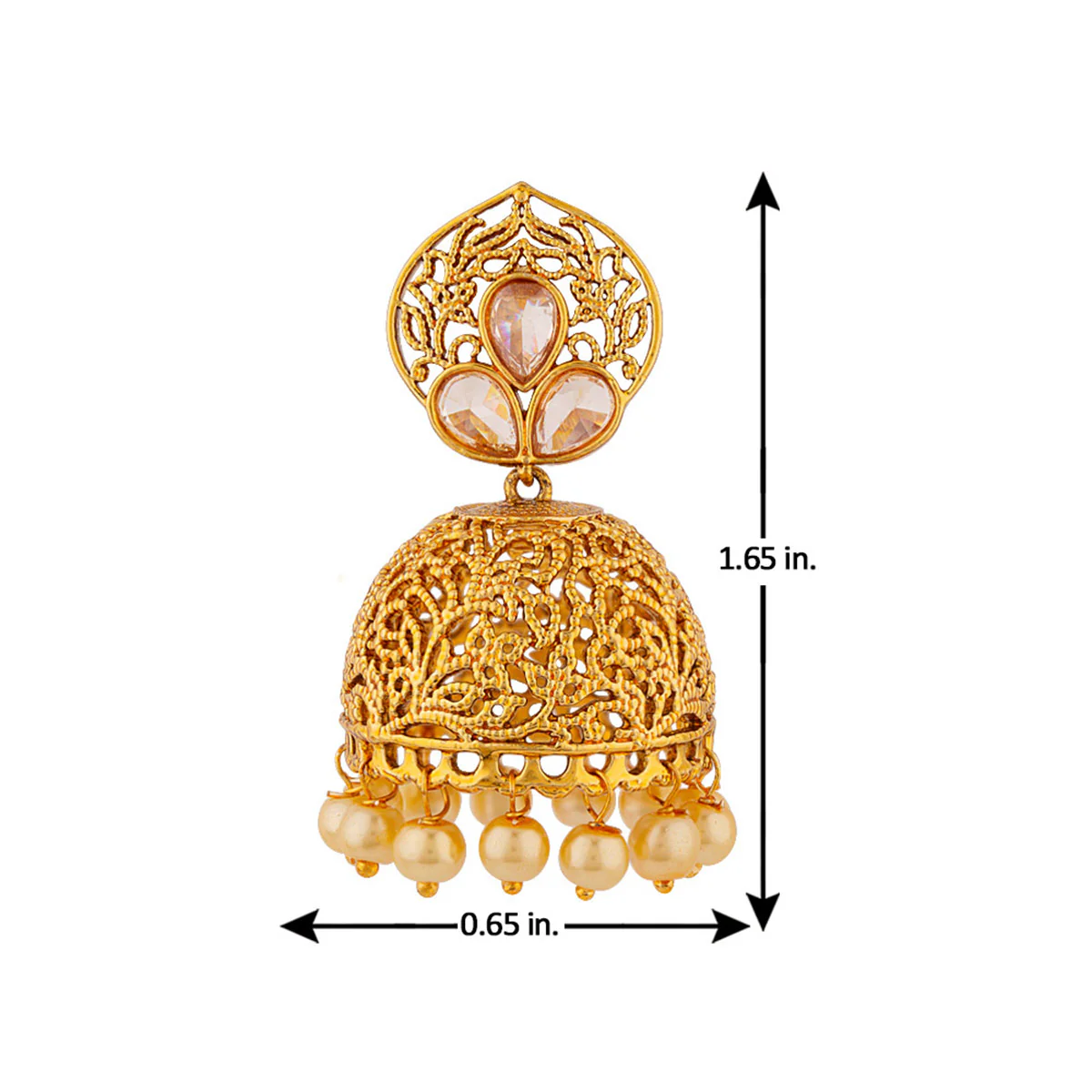 Indian Ethnic Pearl Dome Jhumkis - Image 4