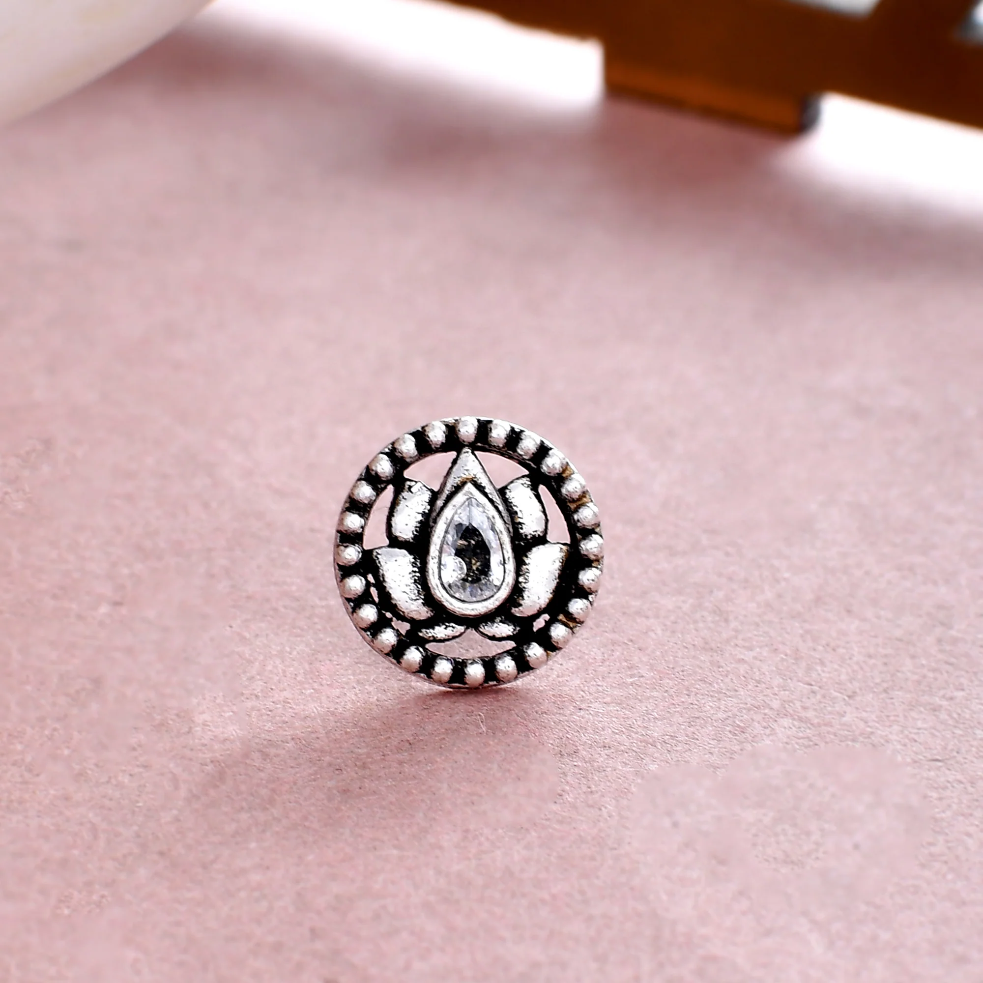 Indie Collectibles Lotus Bloom Oxidised Nose Ring
