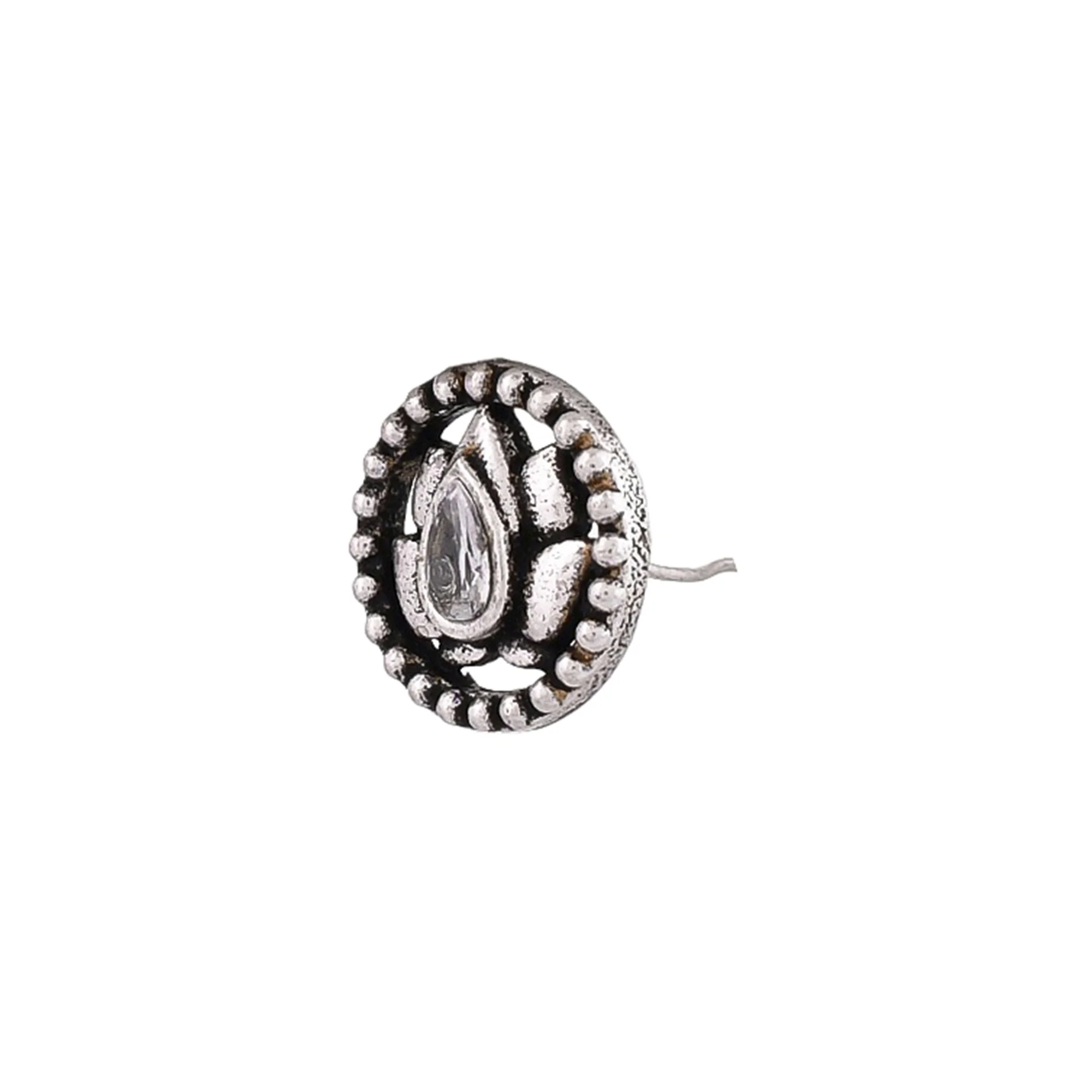 Indie Collectibles Lotus Bloom Oxidised Nose Ring - Image 3