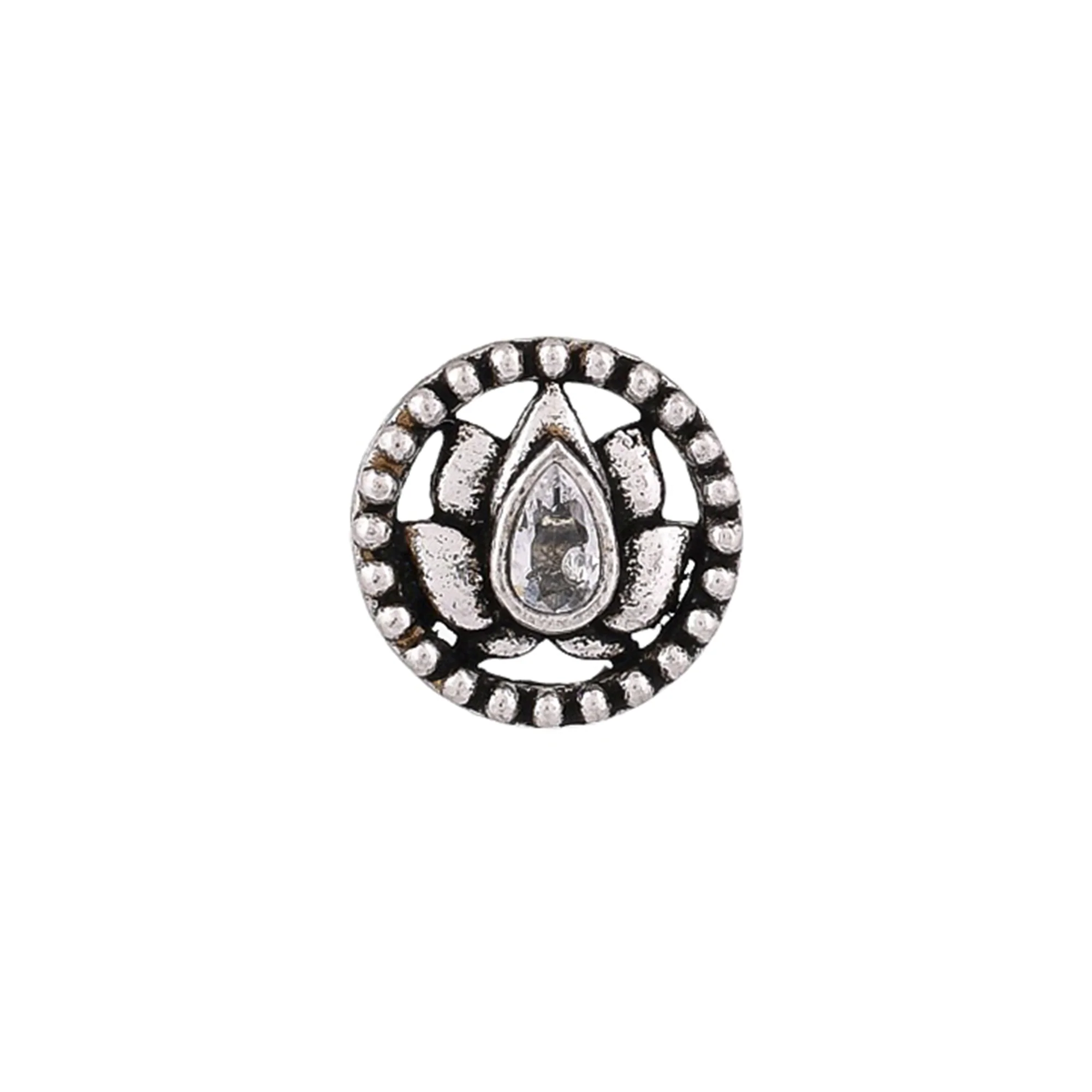 Indie Collectibles Lotus Bloom Oxidised Nose Ring - Image 4