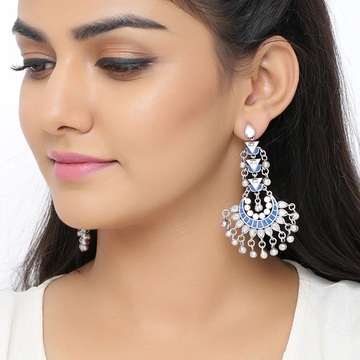 Indigo Affair Chandbali Drop Earrings - Image 2