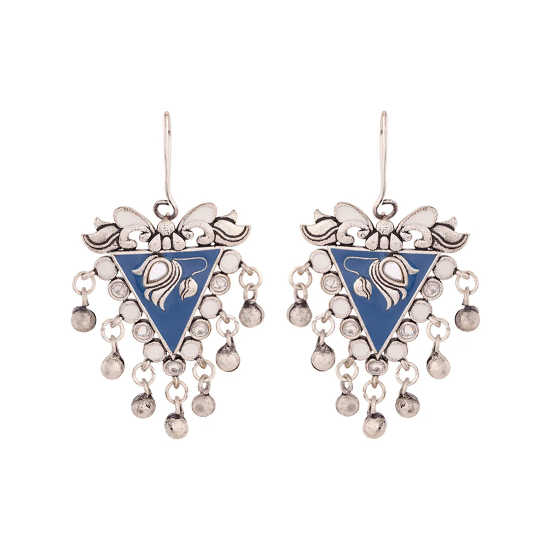 Indigo Affair Enameled Triangle Earrings - Image 3