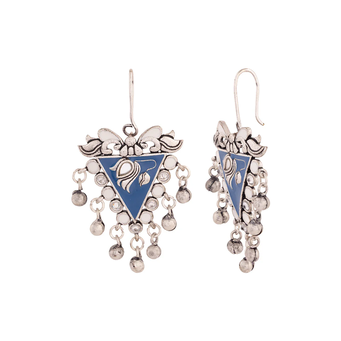 Indigo Affair Enameled Triangle Earrings - Image 4