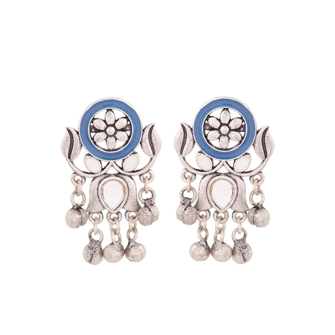 Indigo Affair Floral Motifs Drop Earrings - Image 3