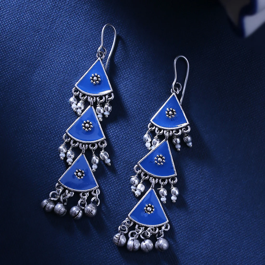 Indigo Affair Layered Triangles Earrings