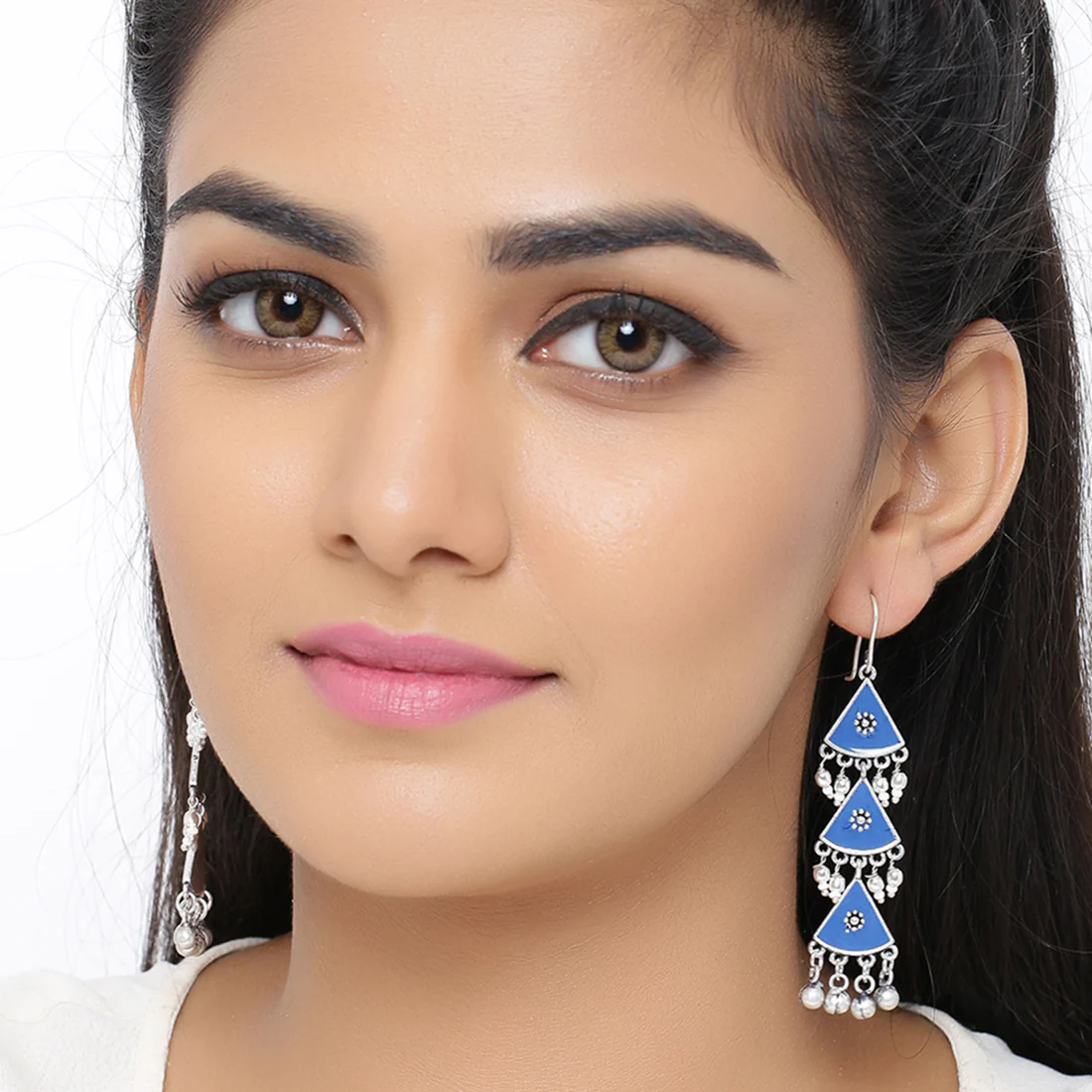 Indigo Affair Layered Triangles Earrings - Image 2