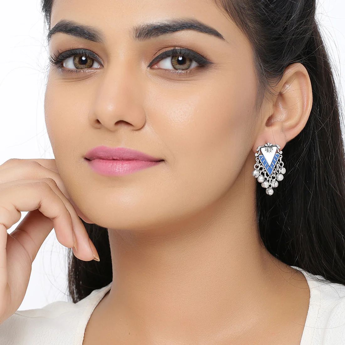Indigo Affair Triangles Stud Earrings - Image 2