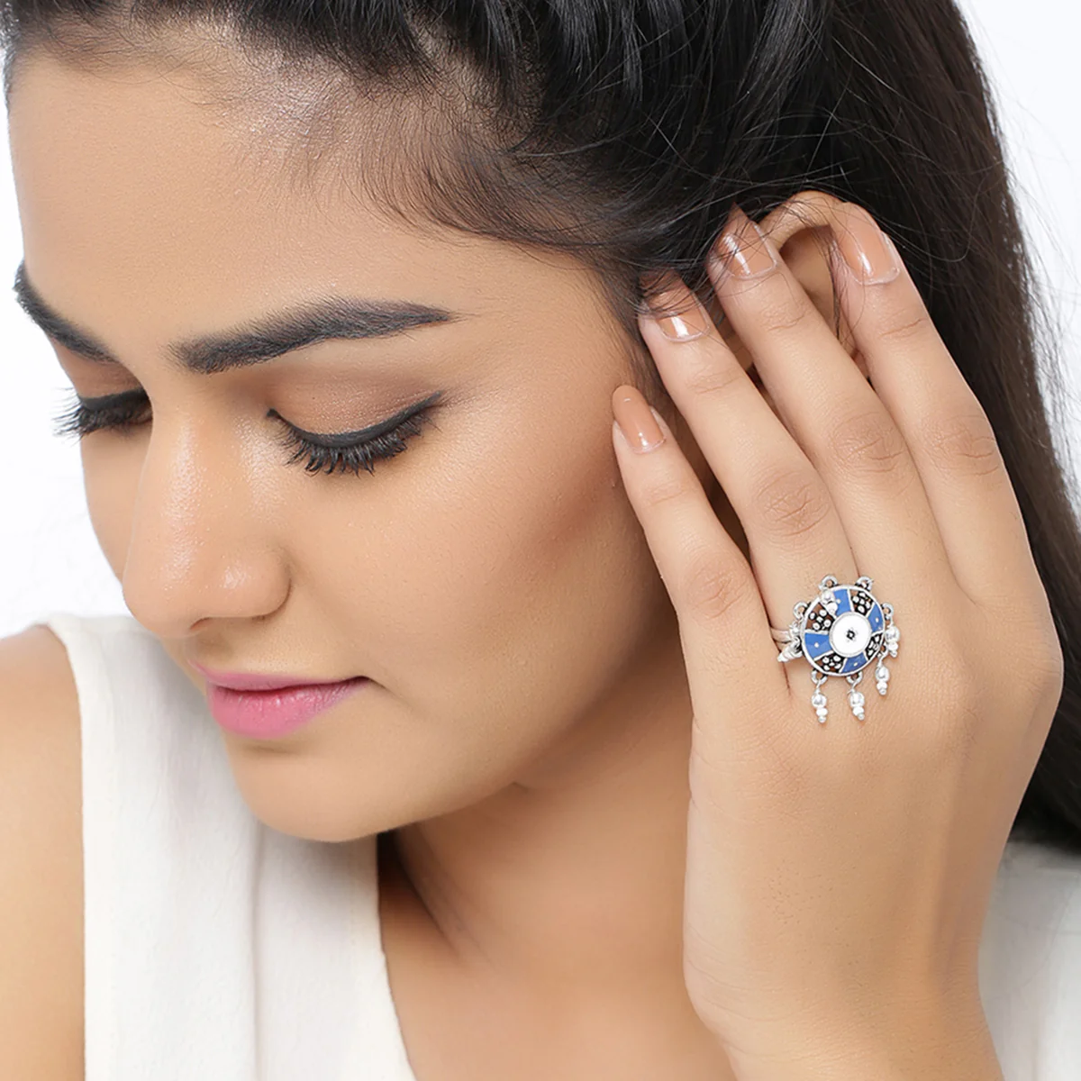 Indigo Affair Tribal Motifs Statement Ring - Image 2