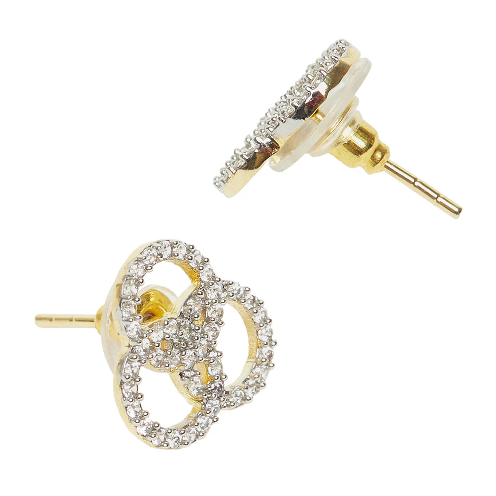 Interlocked Rings Round Cut CZ Adorned Brass Gold Plated Mangalsutra - Image 4