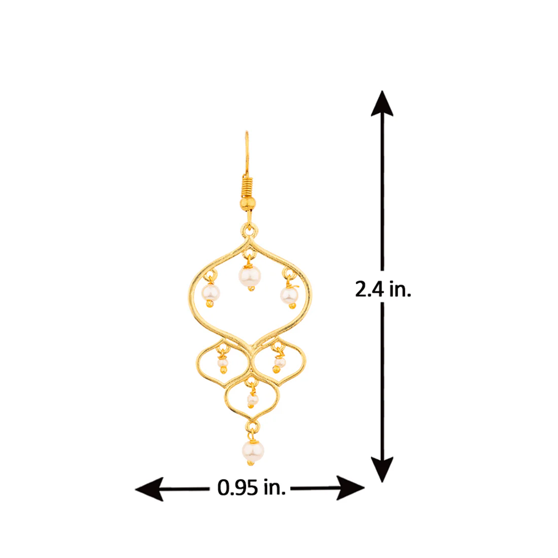 Jaali Pearl Gold Plated Drop Earrings - Image 5