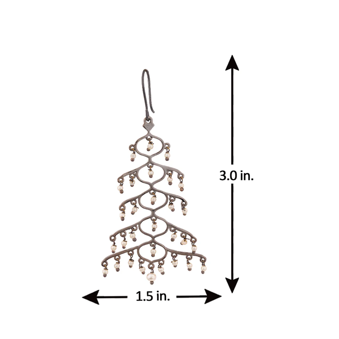 Jaali Pearl Layered Brass Earrings - Image 5